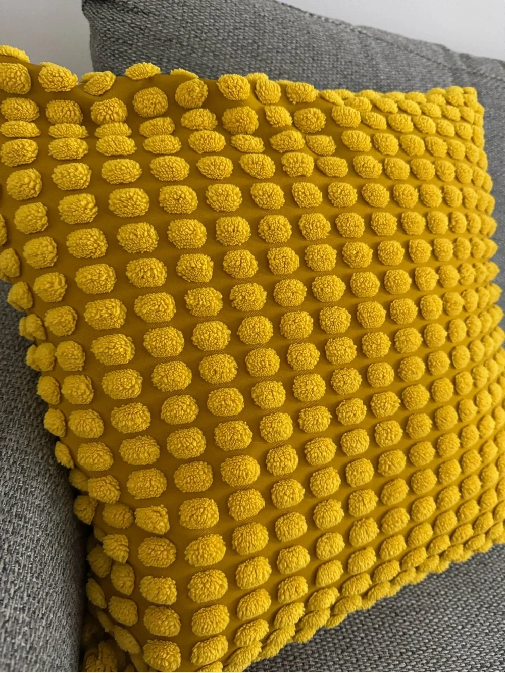 Mustard Yellow Textured Throw Pillow Cover 20x20 Tufted Dot Accent